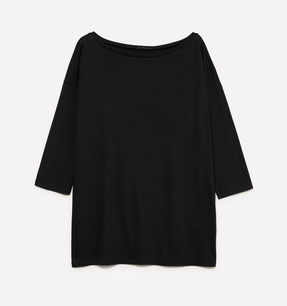 T-shirt noir à col bateau - t-shirts à manches longues pour femme - Noir | Sisley image number 1